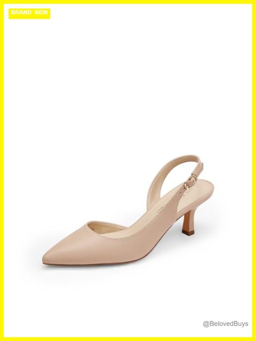Women's Kitten Slingback Heels Pumps Pointed Toe Vegan Leather